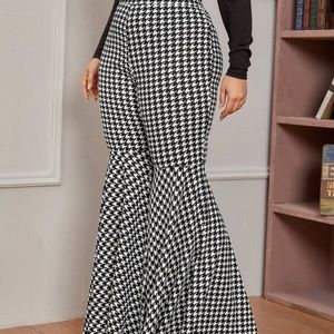 Shein Plus Flounce Hem Houndstooth pants